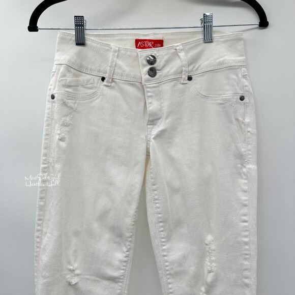 Astor White Distressed Cropped Denim Jeans Size 3 - Picture 2 of 7